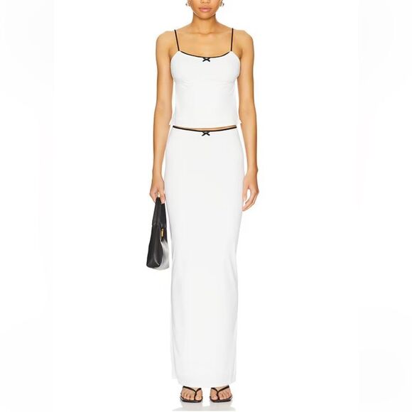 NWT More To Come Koral Maxi Skirt Set White tank stretch Y2K Revolve M - Picture 1 of 11